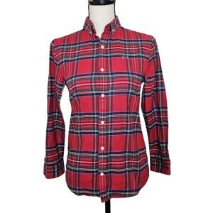 Vineyard vines Whale Shirt Plaid Flannel Tops Juniors Medium(12/14) Button Down